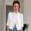 Women's Asymmetric Cropped Blazer with Short Sleeves in Black White or Red