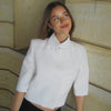 Women's Asymmetric Cropped Blazer with Short Sleeves in Black White or Red