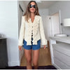 Women's Open-Front Blazer Jacket with Fringe Trim