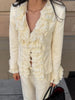 Women's Open-Front Blazer Jacket with Fringe Trim