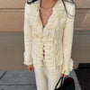 Women's Open-Front Blazer Jacket with Fringe Trim