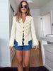 Women's Open-Front Blazer Jacket with Fringe Trim