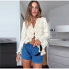 Women's Open-Front Blazer Jacket with Fringe Trim