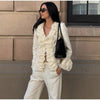 Women's Open-Front Blazer Jacket with Fringe Trim