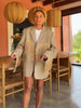 Women's Relaxed Lapel Blazer with Long Sleeves and Tassel Trim