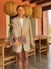 Women's Relaxed Lapel Blazer with Long Sleeves and Tassel Trim