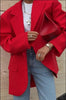Women's Oversized Single-Button Blazer with Notched Lapels in Six Color Styles
