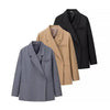 Women's Oversized Single-Button Blazer with Notched Lapels in Six Color Styles