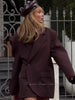 Women's Oversized Single-Button Blazer with Notched Lapels in Six Color Styles