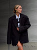 Women's Oversized Single-Button Blazer with Notched Lapels in Six Color Styles