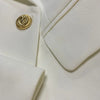 Women's Double-Breasted Blazer with Gold Lion-Head Buttons and Long Sleeves
