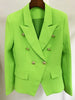 Women's Double-Breasted Blazer with Gold Lion-Head Buttons and Long Sleeves