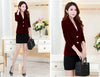 Women's Slim-Fit Velvet Blazer with Long Sleeves in Black Wine Red or Dark Blue