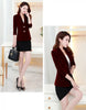 Women's Slim-Fit Velvet Blazer with Long Sleeves in Black Wine Red or Dark Blue