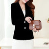 Women's Slim-Fit Velvet Blazer with Long Sleeves in Black Wine Red or Dark Blue