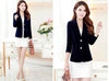 Women's Slim-Fit Velvet Blazer with Long Sleeves in Black Wine Red or Dark Blue