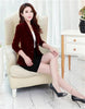 Women's Slim-Fit Velvet Blazer with Long Sleeves in Black Wine Red or Dark Blue