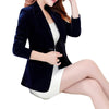 Women's Slim-Fit Velvet Blazer with Long Sleeves in Black Wine Red or Dark Blue