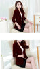 Women's Slim-Fit Velvet Blazer with Long Sleeves in Black Wine Red or Dark Blue