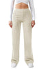 Women's Straight-Leg Work Pants, Polyester-Spandex Blend, High Waist, Button Closure and Side Pockets