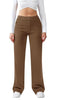 Women's Straight-Leg Work Pants, Polyester-Spandex Blend, High Waist, Button Closure and Side Pockets