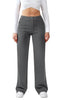Women's Straight-Leg Work Pants, Polyester-Spandex Blend, High Waist, Button Closure and Side Pockets