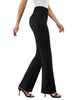 Women's Bootcut Work Pants, Polyester-Spandex Blend, High Elastic Waist, Pull-On Style and Four Pockets