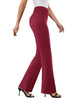 Women's Bootcut Work Pants, Polyester-Spandex Blend, High Elastic Waist, Pull-On Style and Four Pockets