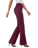 Women's Bootcut Work Pants, Polyester-Spandex Blend, High Elastic Waist, Pull-On Style and Four Pockets