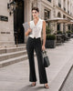 Women's Bootcut Work Pants, Polyester-Spandex Blend, High Elastic Waist, Pull-On Style and Four Pockets