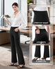 Women's Bootcut Work Pants, Polyester-Spandex Blend, High Elastic Waist, Pull-On Style and Four Pockets