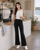 Women's Bootcut Work Pants, Polyester-Spandex Blend, High Elastic Waist, Pull-On Style and Four Pockets