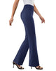Women's Bootcut Work Pants, Polyester-Spandex Blend, High Elastic Waist, Pull-On Style and Four Pockets