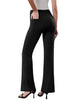 Women's Bootcut Work Pants, Polyester-Spandex Blend, High Elastic Waist, Pull-On Style and Four Pockets