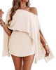 Women's Three-Piece Skort Set, Polyester, Off-Shoulder Batwing Top, Bandeau and High-Waisted Skort