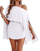Women's Three-Piece Skort Set, Polyester, Off-Shoulder Batwing Top, Bandeau and High-Waisted Skort
