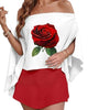 Women's Three-Piece Skort Set, Polyester, Off-Shoulder Batwing Top, Bandeau and High-Waisted Skort