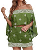 Women's Three-Piece Skort Set, Polyester, Off-Shoulder Batwing Top, Bandeau and High-Waisted Skort