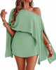 Women's Three-Piece Skort Set, Polyester, Off-Shoulder Batwing Top, Bandeau and High-Waisted Skort