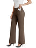 Women's Flare-Leg Work Trousers, Polyester-Spandex Blend, High Waist, Pull-On Style and Back Pockets