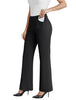 Women's Flare-Leg Work Trousers, Polyester-Spandex Blend, High Waist, Pull-On Style and Back Pockets