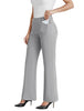 Women's Flare-Leg Work Trousers, Polyester-Spandex Blend, High Waist, Pull-On Style and Back Pockets