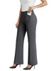 Women's Flare-Leg Work Trousers, Polyester-Spandex Blend, High Waist, Pull-On Style and Back Pockets