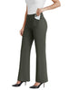 Women's Flare-Leg Work Trousers, Polyester-Spandex Blend, High Waist, Pull-On Style and Back Pockets