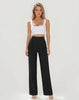 Women's Straight-Leg Dress Pants, Polyester-Spandex Blend, High Waist, Pull-On Design and Pockets