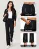Women's Straight-Leg Dress Pants, Polyester-Spandex Blend, High Waist, Pull-On Design and Pockets