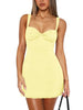 Women's Bodycon Mini Dress, Polyamide-Elastane Blend, Square Neck, Lace Trim and Tie-Back Design