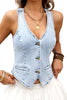 Women's Cropped Denim Vest, Cotton-Blend Fabric, V-Neck, Button Front, Adjustable Back Tie and Faux Pockets
