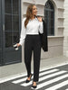 Women's Straight-Leg Work Pants, Polyester-Spandex Blend, Elastic High Waist and Tailored Ankle-Length Cut