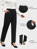 Women's Straight-Leg Work Pants, Polyester-Spandex Blend, Elastic High Waist and Tailored Ankle-Length Cut